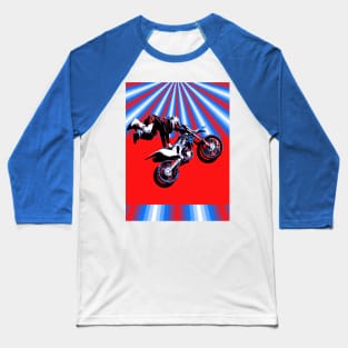 Retro Motocross Rider Design Baseball T-Shirt